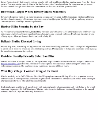 largo florida is a city that wears its heritage