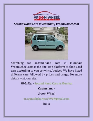 Second Hand Cars in Mumbai  Vroomwheel.com