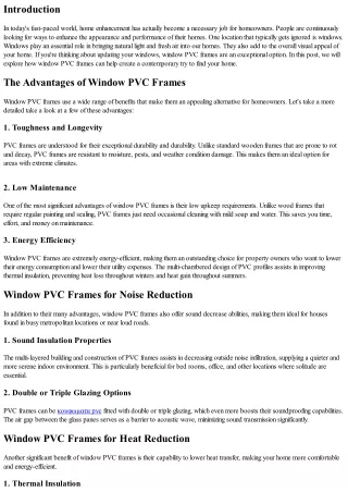 Develop a Modern Look with Window PVC Frames