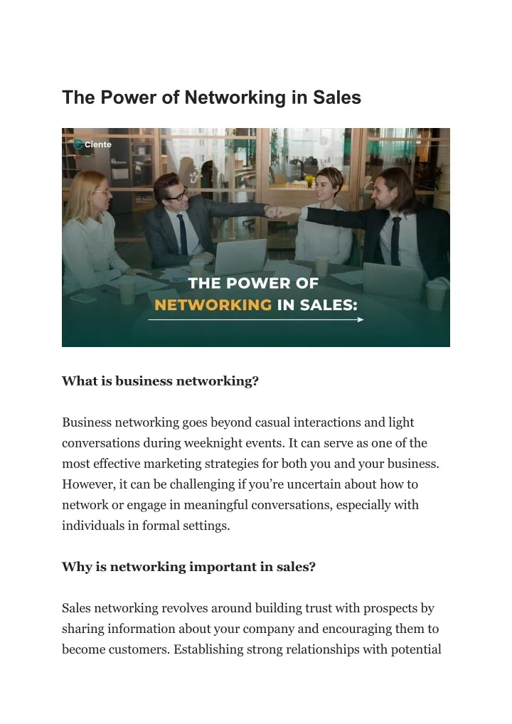 the power of networking in sales