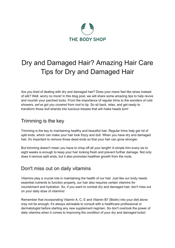 dry and damaged hair amazing hair care tips