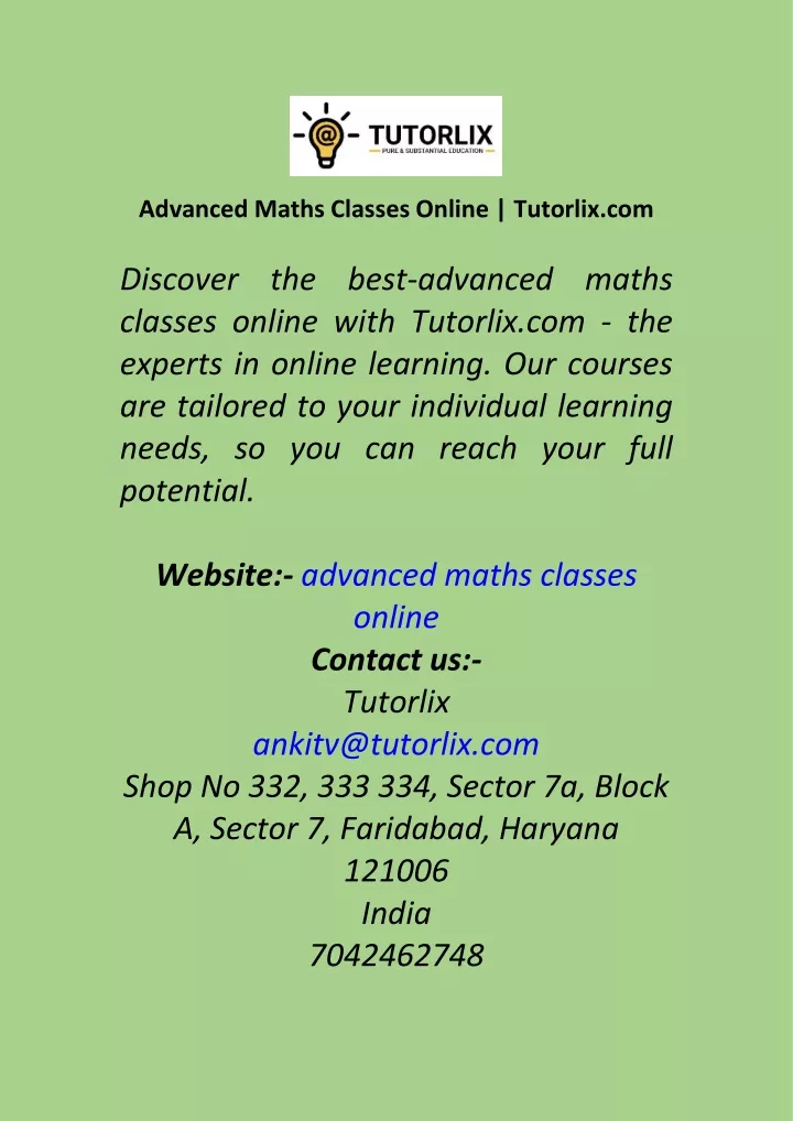 advanced maths classes online tutorlix com