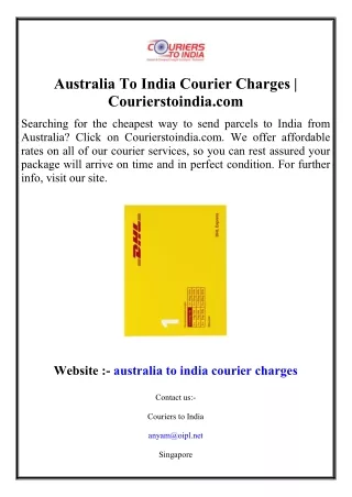 Australia To India Courier Charges | Courierstoindia.com