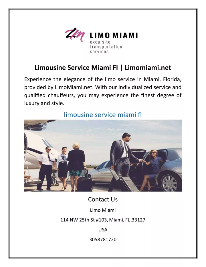 limousine service miami fl limomiami net