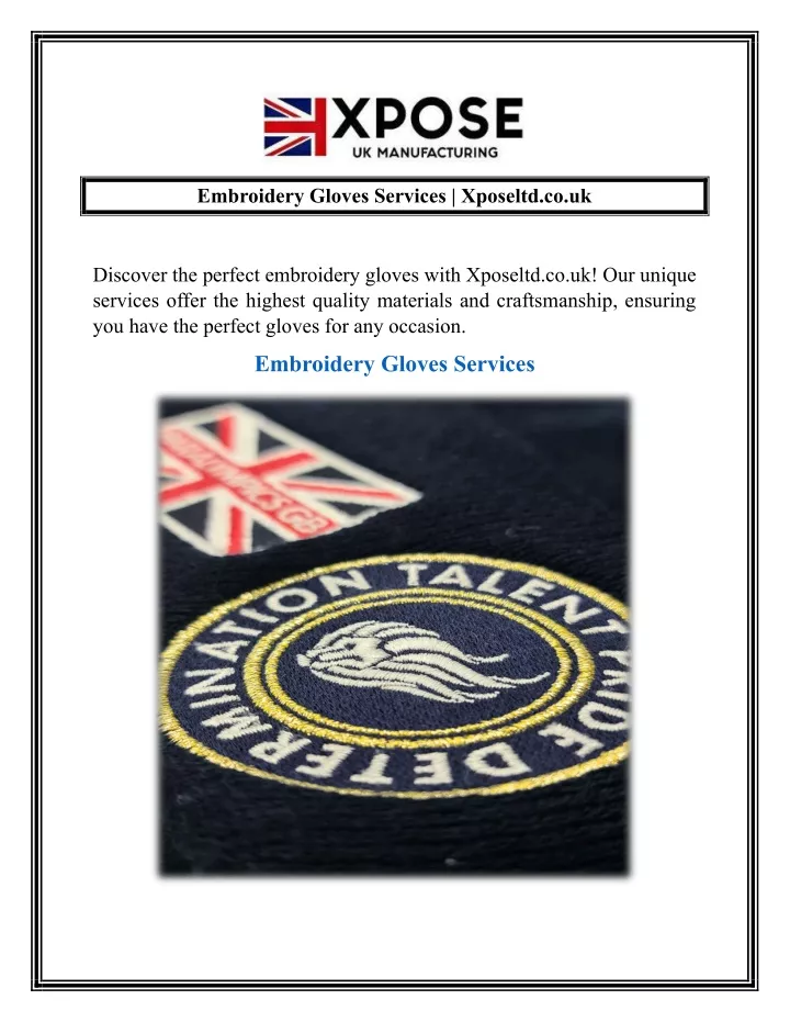 embroidery gloves services xposeltd co uk