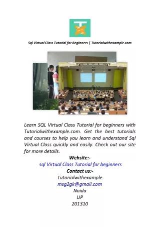 Sql Virtual Class Tutorial for Beginners  Tutorialwithexample.com