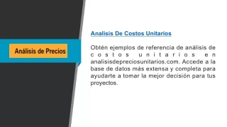 analisis de costos unitarios