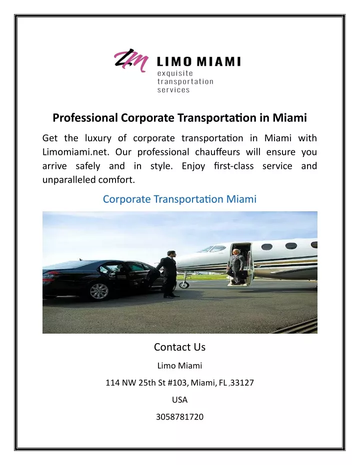 professional corporate transportation in miami