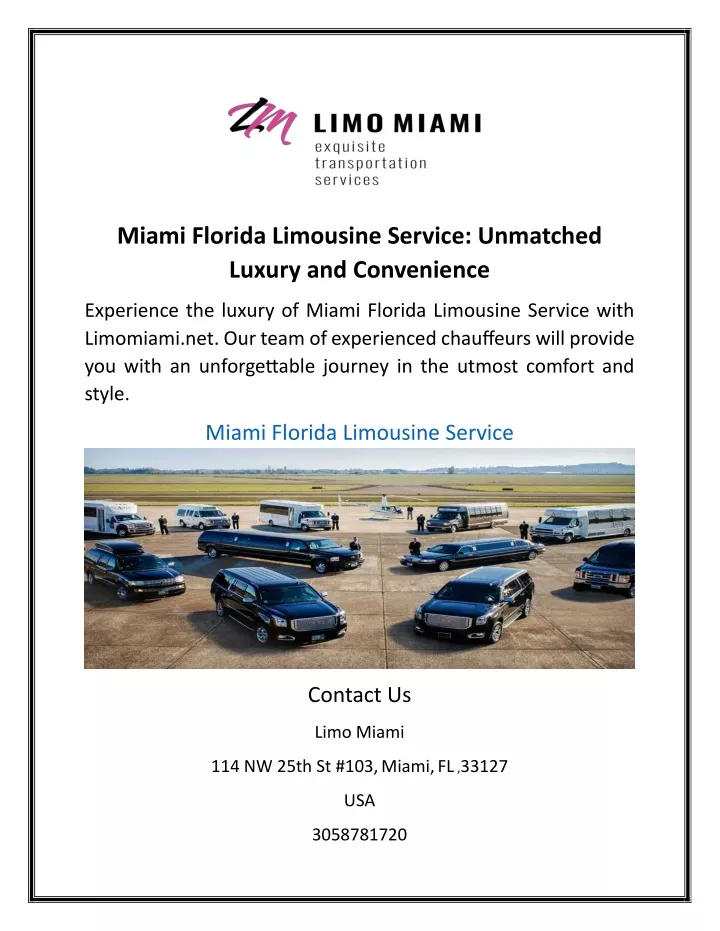 miami florida limousine service unmatched luxury