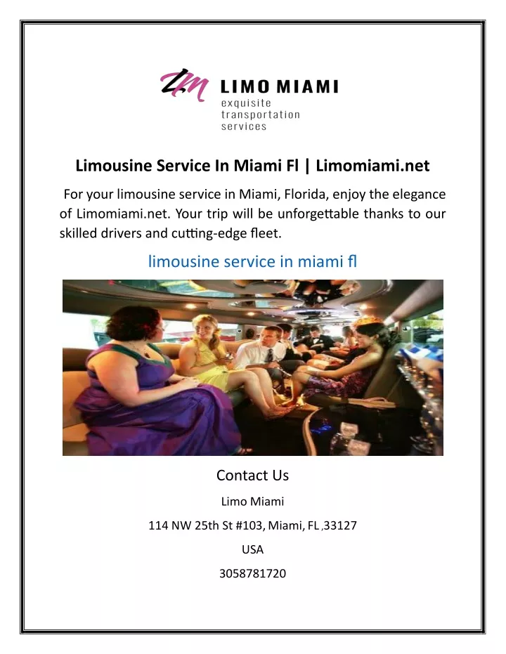 limousine service in miami fl limomiami net