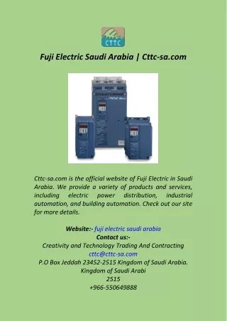 Fuji Electric Saudi Arabia  Cttc-sa.com