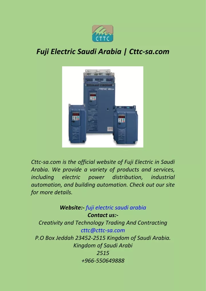 fuji electric saudi arabia cttc sa com