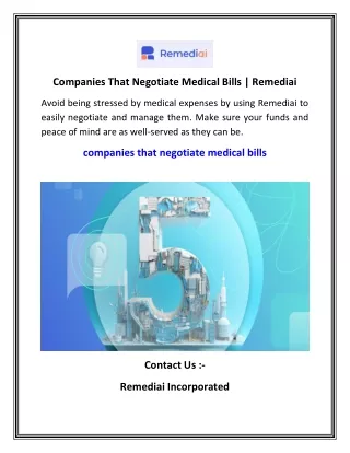 Companies That Negotiate Medical Bills   Remediai