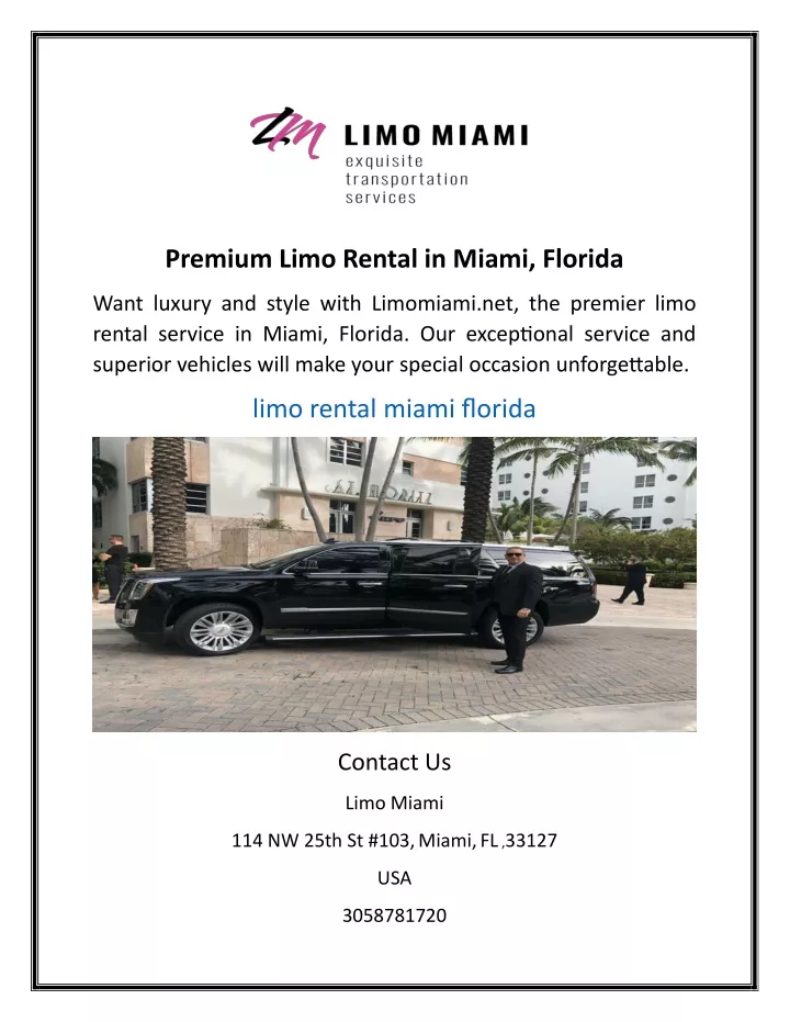 premium limo rental in miami florida