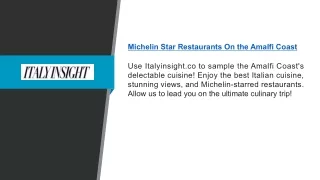 Michelin Star Restaurants On The Amalfi Coast | Italyinsight.co