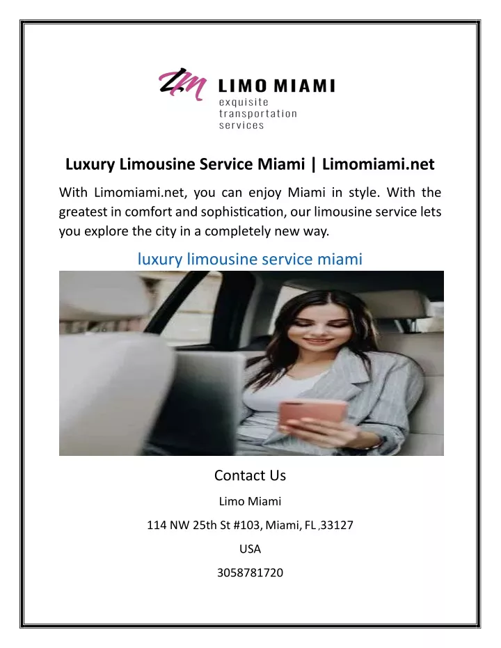 luxury limousine service miami limomiami net