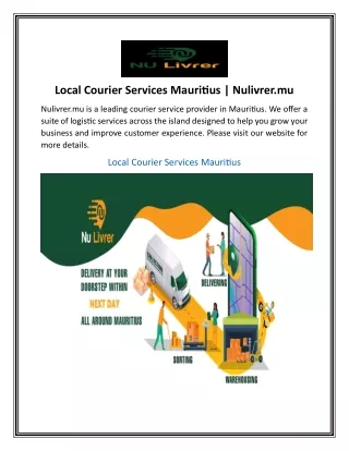 Local Courier Services Mauritius  Nulivrer.mu