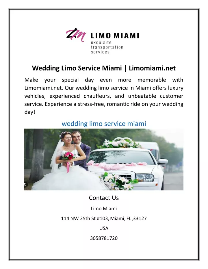 wedding limo service miami limomiami net