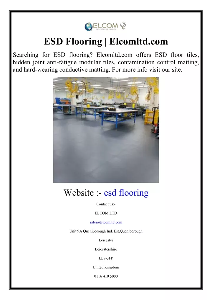 esd flooring elcomltd com