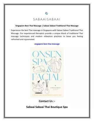 Singapore Best Thai Massage   Sabaai Sabaai Traditional Thai Massage