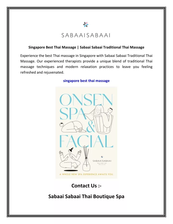 singapore best thai massage sabaai sabaai