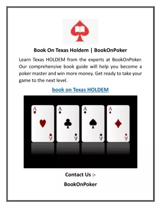 Book On Texas Holdem BookOnPoker