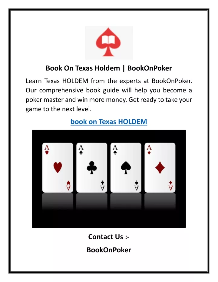 book on texas holdem bookonpoker