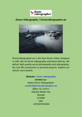 Drone Videography  Dronevideographer.ae