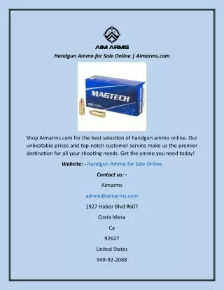 Handgun Ammo For Sale Online  Aimarms.com