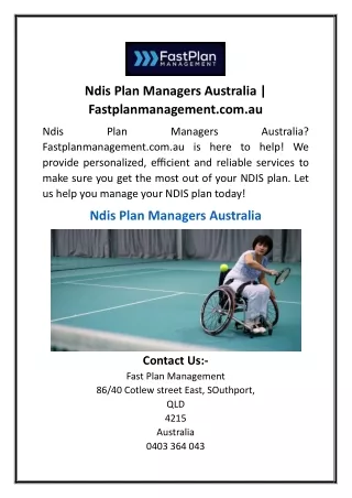 Ndis Plan Managers Australia  Fastplanmanagement.com.au