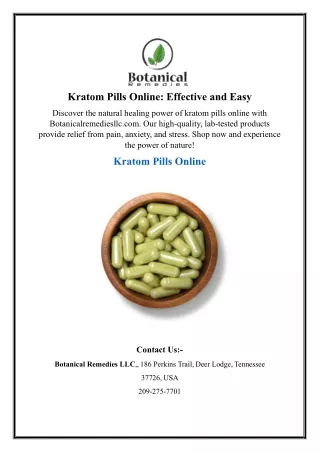 Kratom Pills Online  Effective and Easy