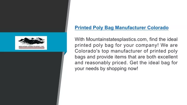 printed poly bag manufacturer colorado
