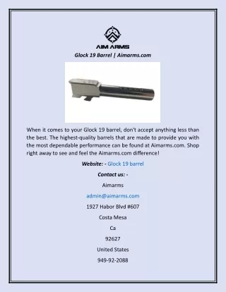 Glock 19 Barrel  Aimarms.com