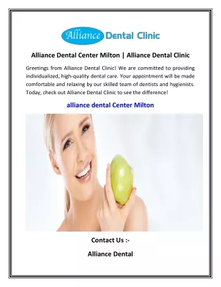 Alliance Dental Center Milton   Alliance Dental Clinic