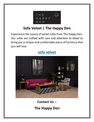 Sofa Velvet  The Happy Den