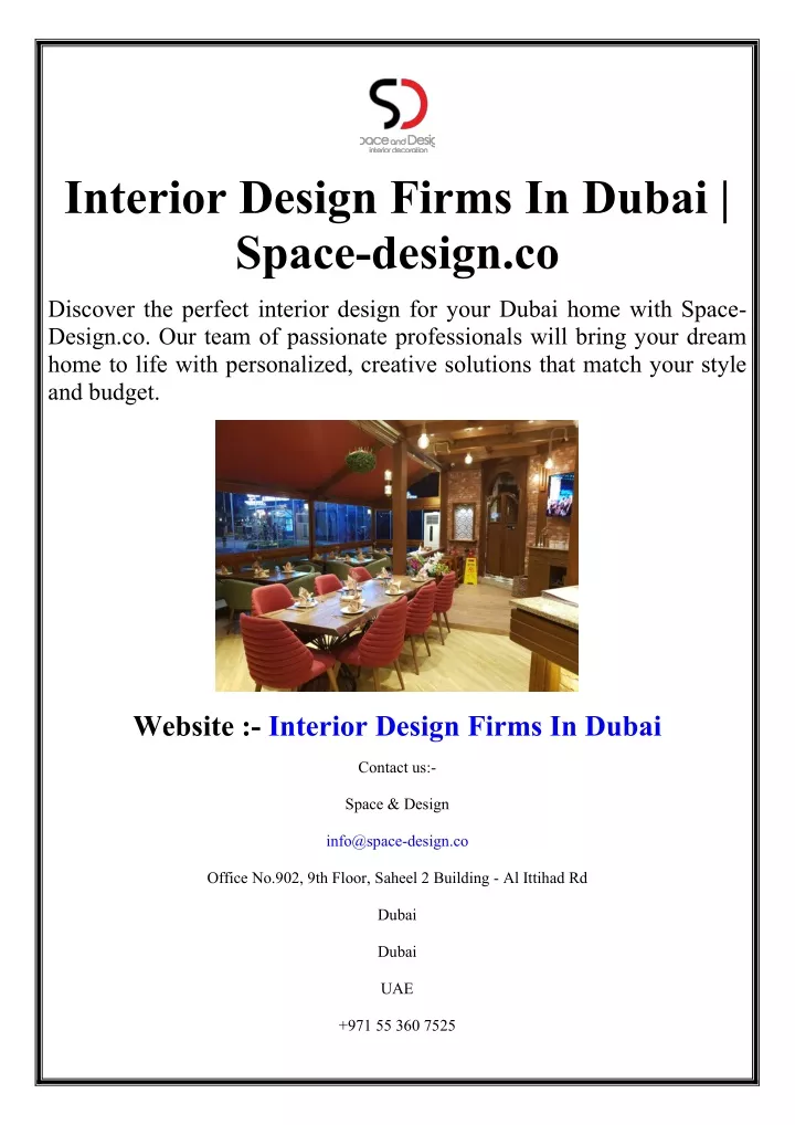 interior design firms in dubai space design co