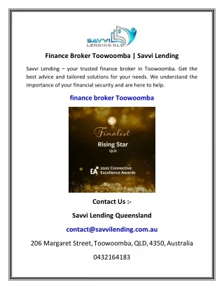 Finance Broker Toowoomba   Savvi Lending