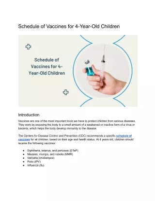 Schedule of Vaccines for 4-Year-Old Children