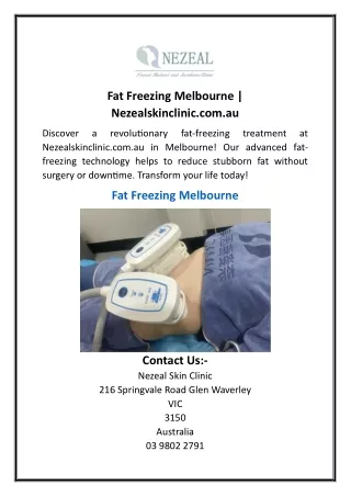 Fat Freezing Melbourne  Nezealskinclinic.com.au