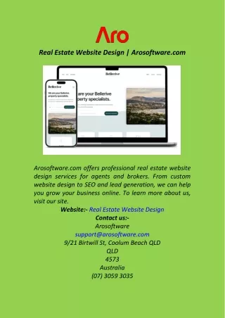 Real Estate Website Design  Arosoftware.com