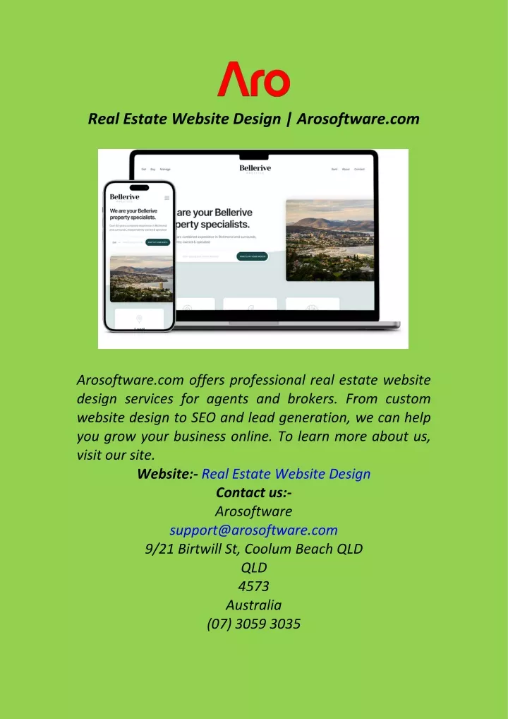 real estate website design arosoftware com