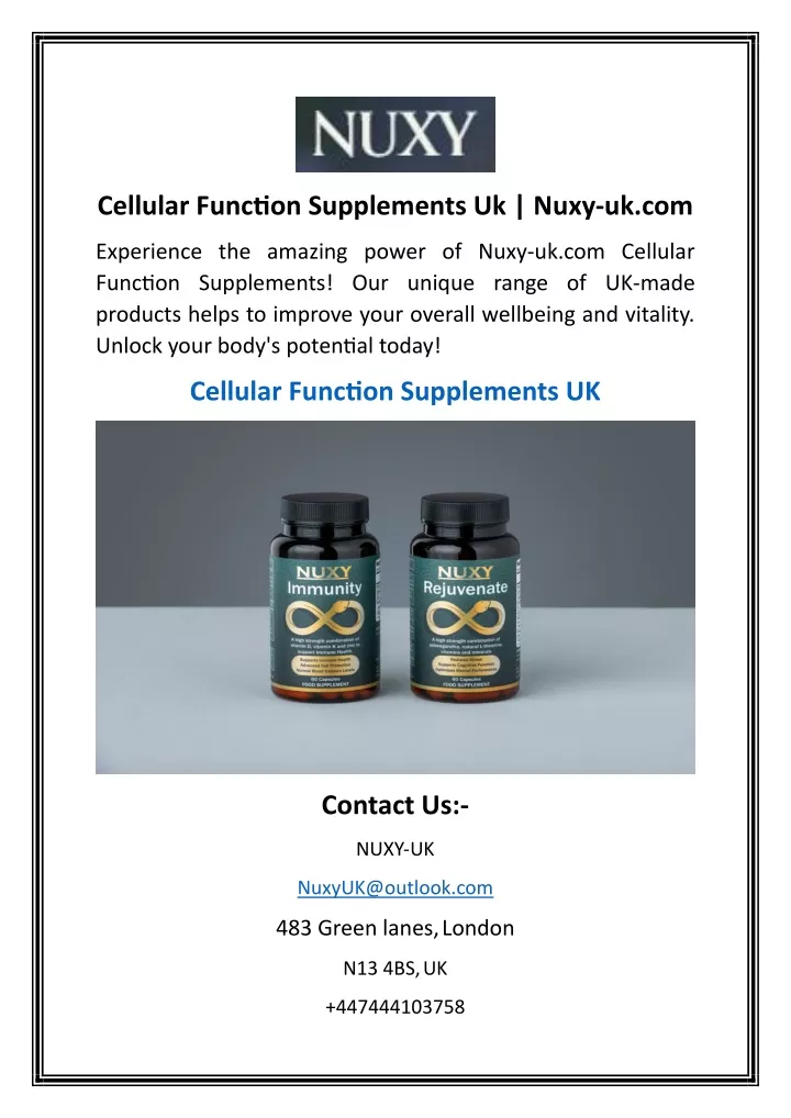 cellular function supplements uk nuxy uk com