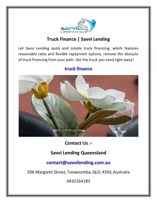 Truck Finance Savvi Lending