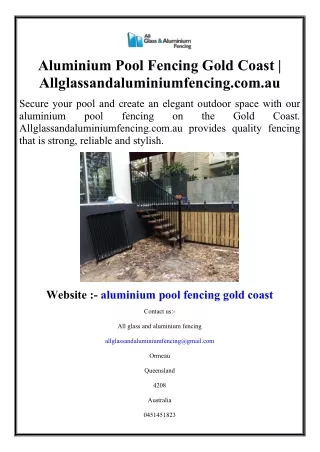 aluminium pool fencing gold coast