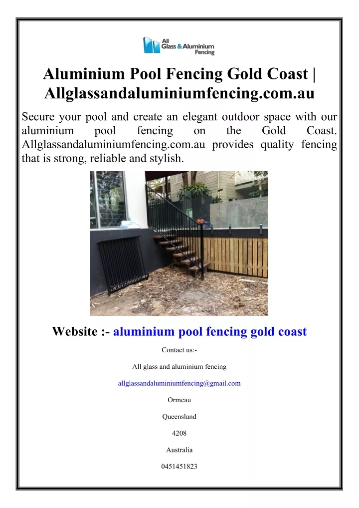 aluminium pool fencing gold coast