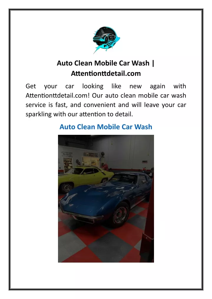 auto clean mobile car wash attentionttdetail com