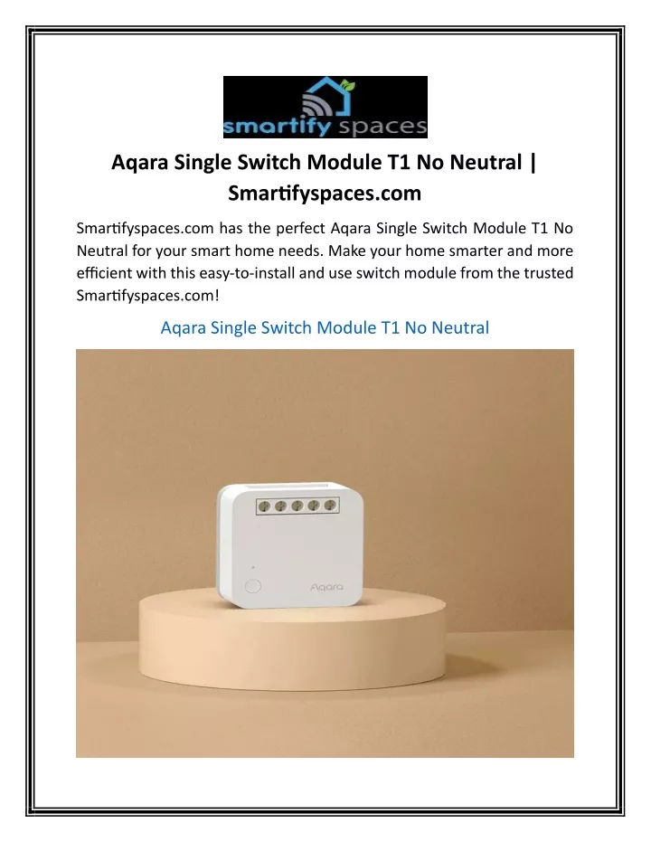 aqara single switch module t1 no neutral