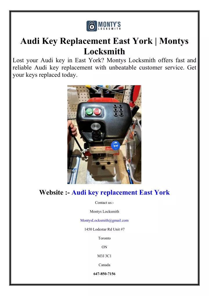 audi key replacement east york montys locksmith