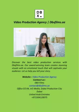 Video Production Agency  Dbxfilms.ae