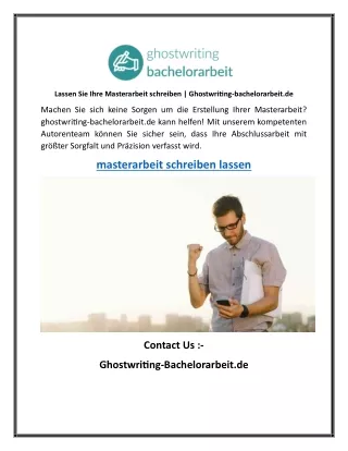 Lassen Sie Ihre Masterarbeit schreiben  Ghostwriting-bachelorarbeit.de